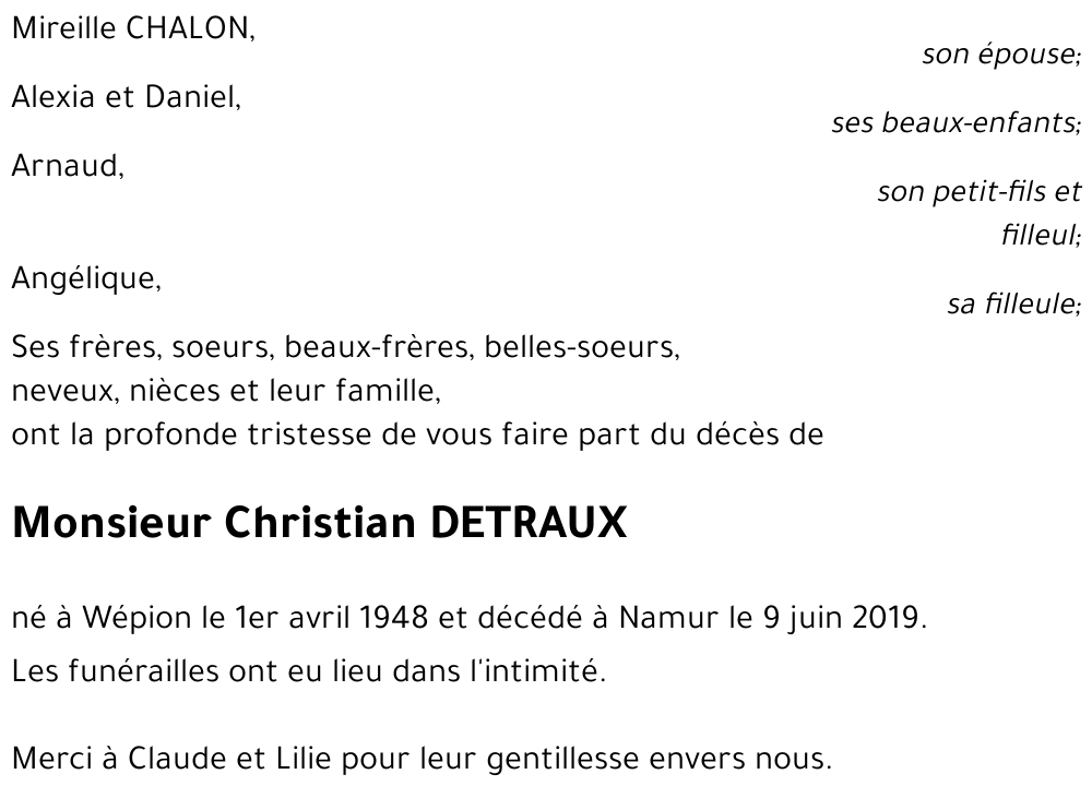 Christian DETRAUX