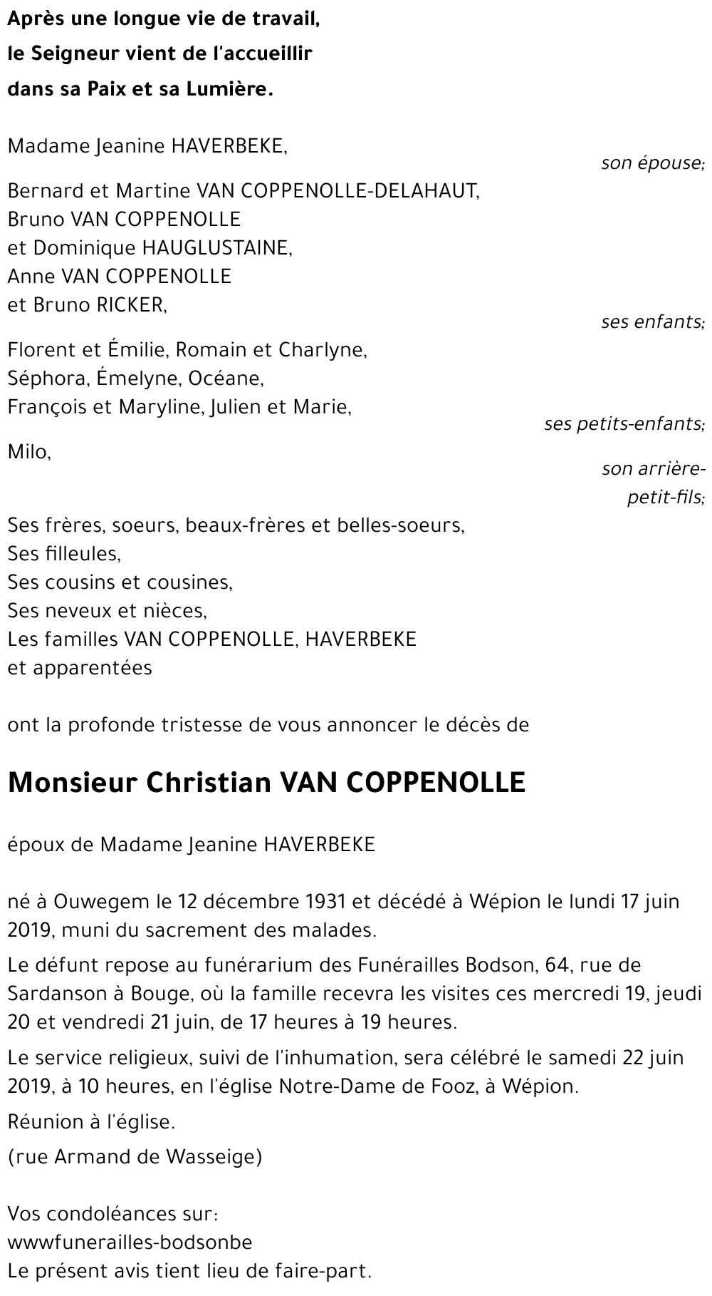 Christian VAN COPPENOLLE