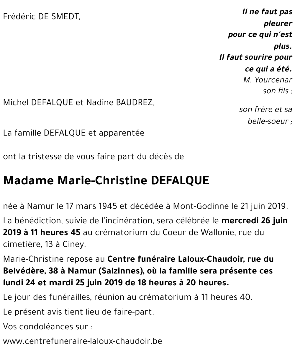 Marie-Christine DEFALQUE