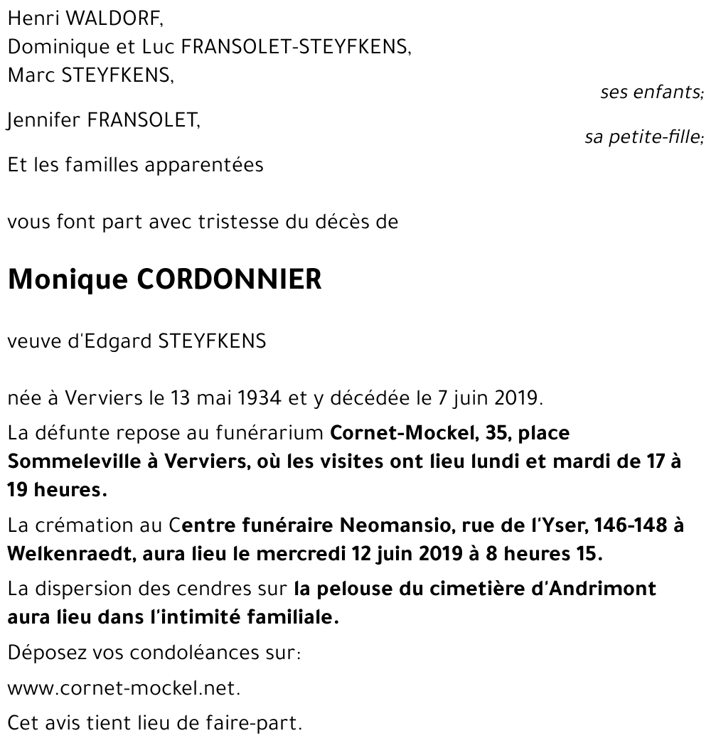 Monique CORDONNIER