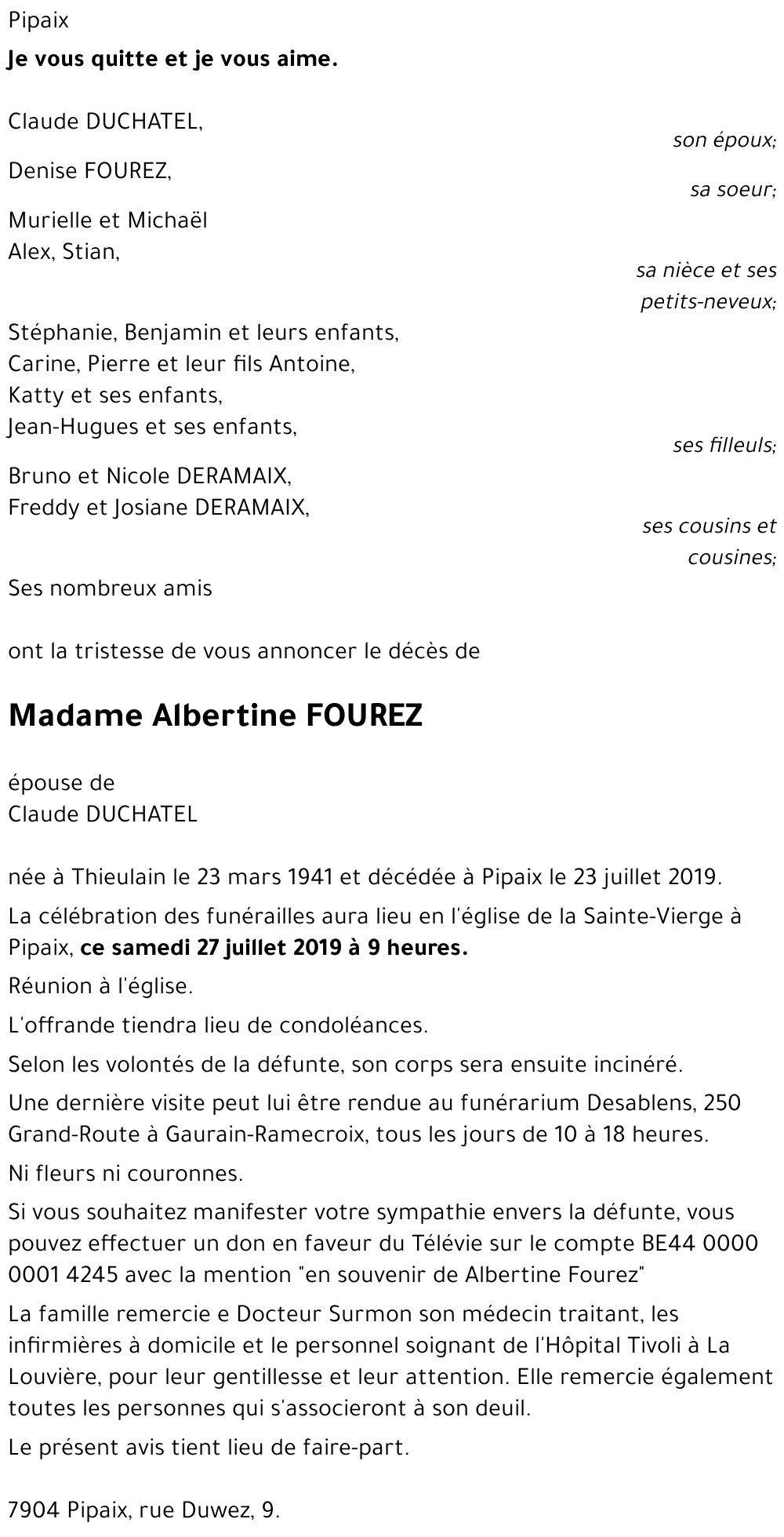 Albertine FOUREZ