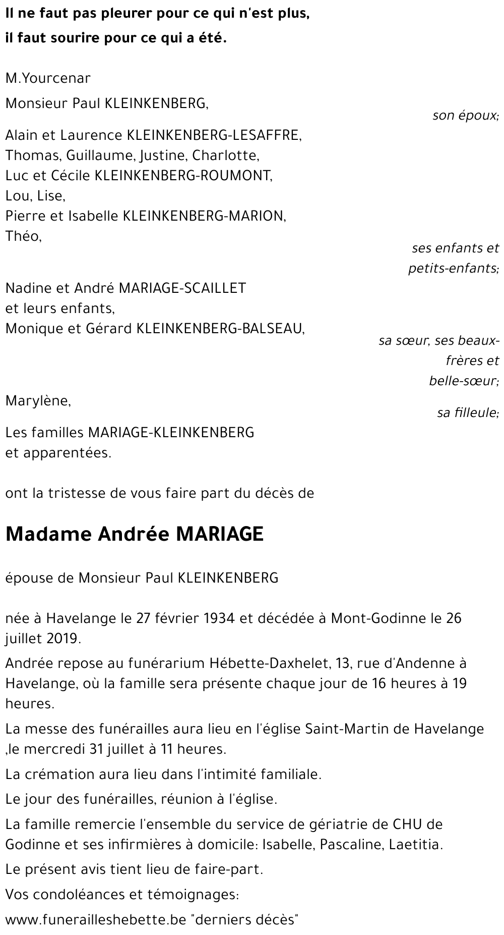 Andrée MARIAGE