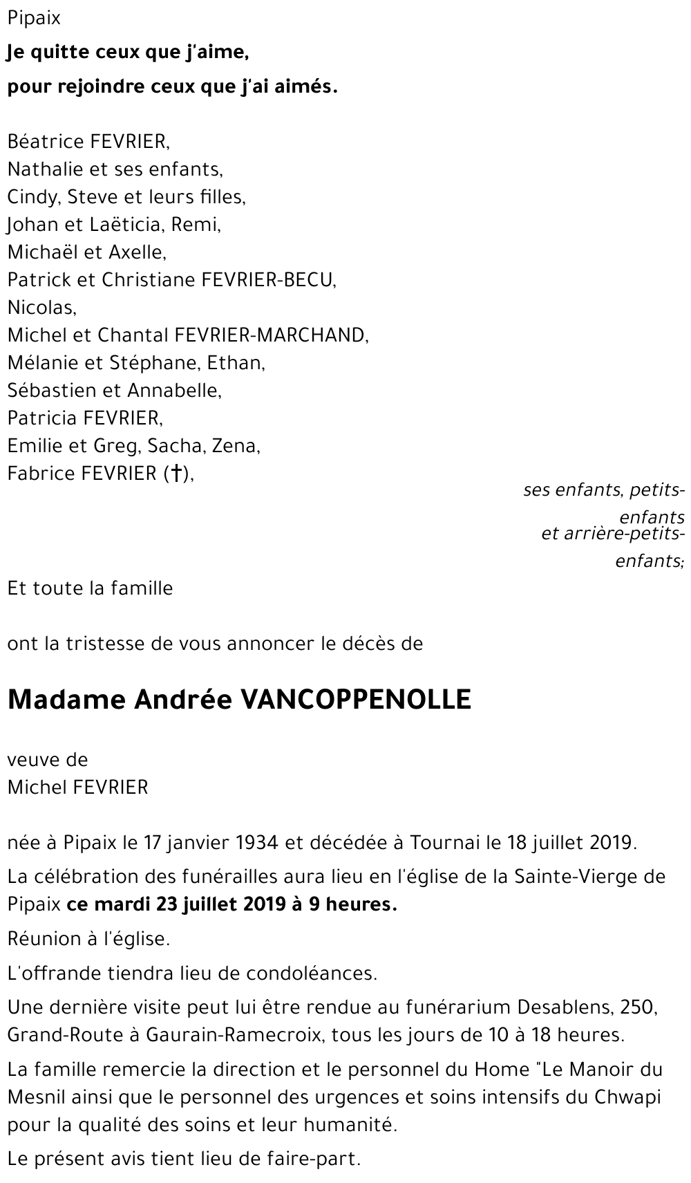 Andrée VANCOPPENOLLE