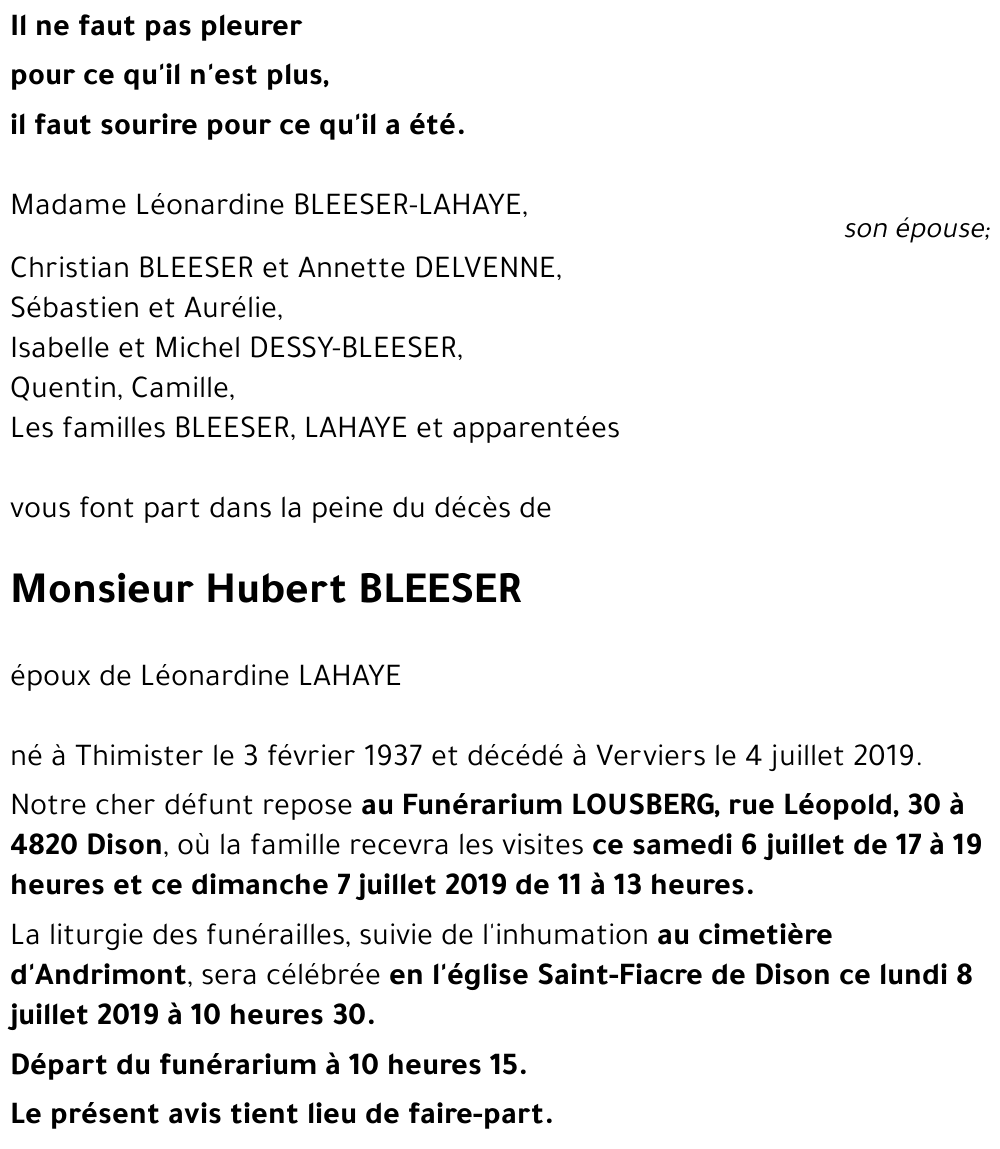 Hubert BLEESER