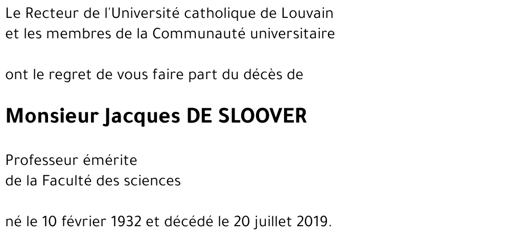 Jacques DE SLOOVER