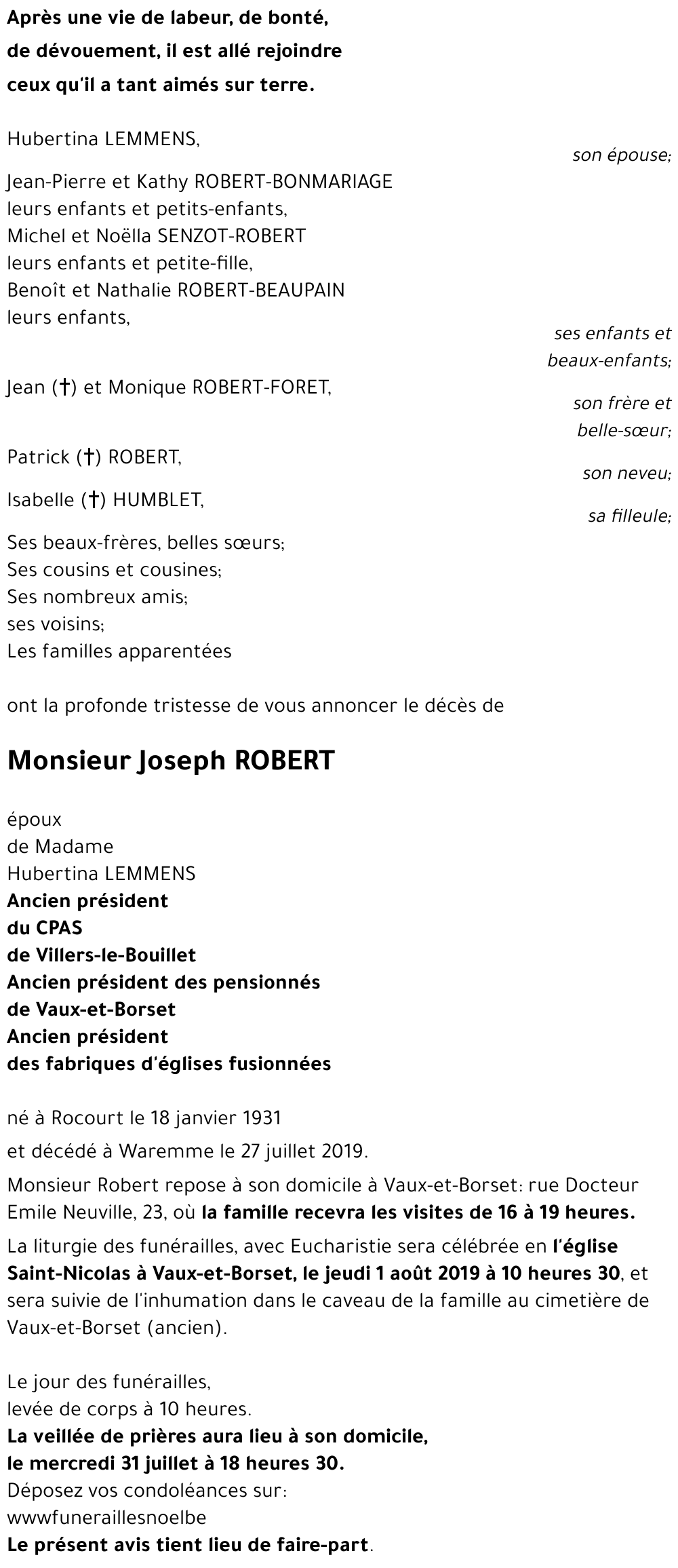 Joseph ROBERT