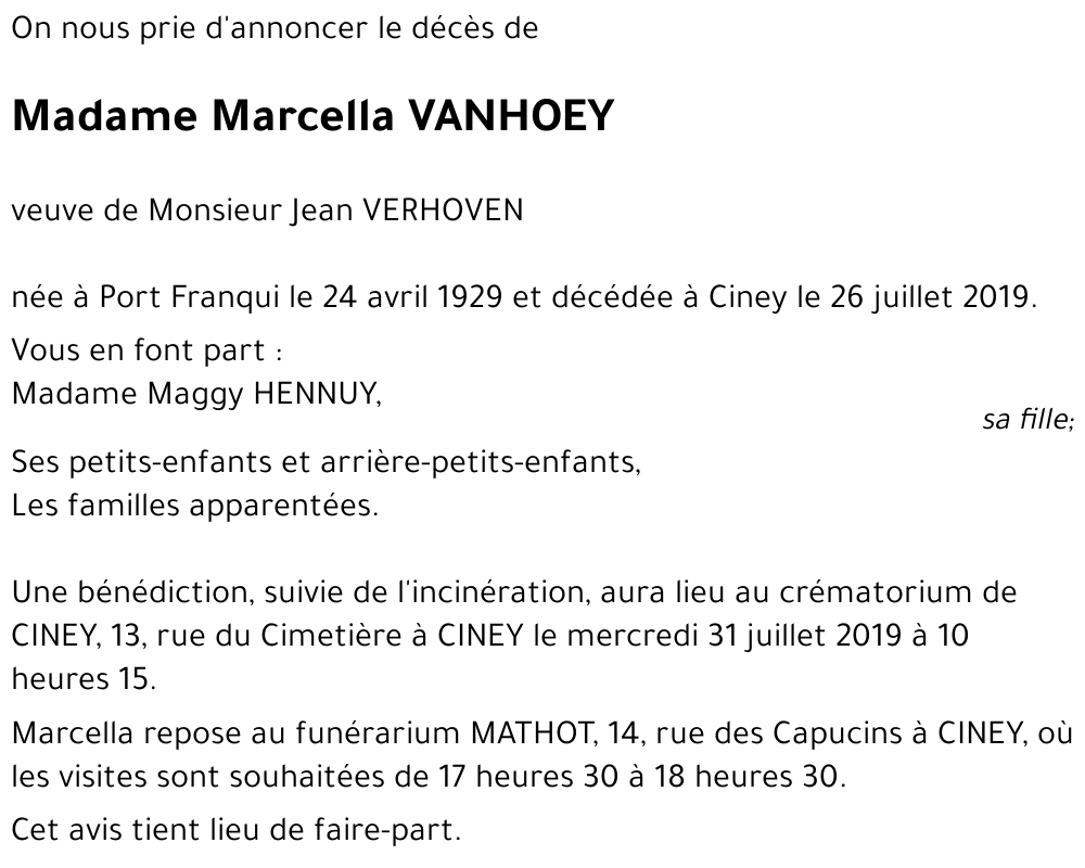 Marcella VANHOEY