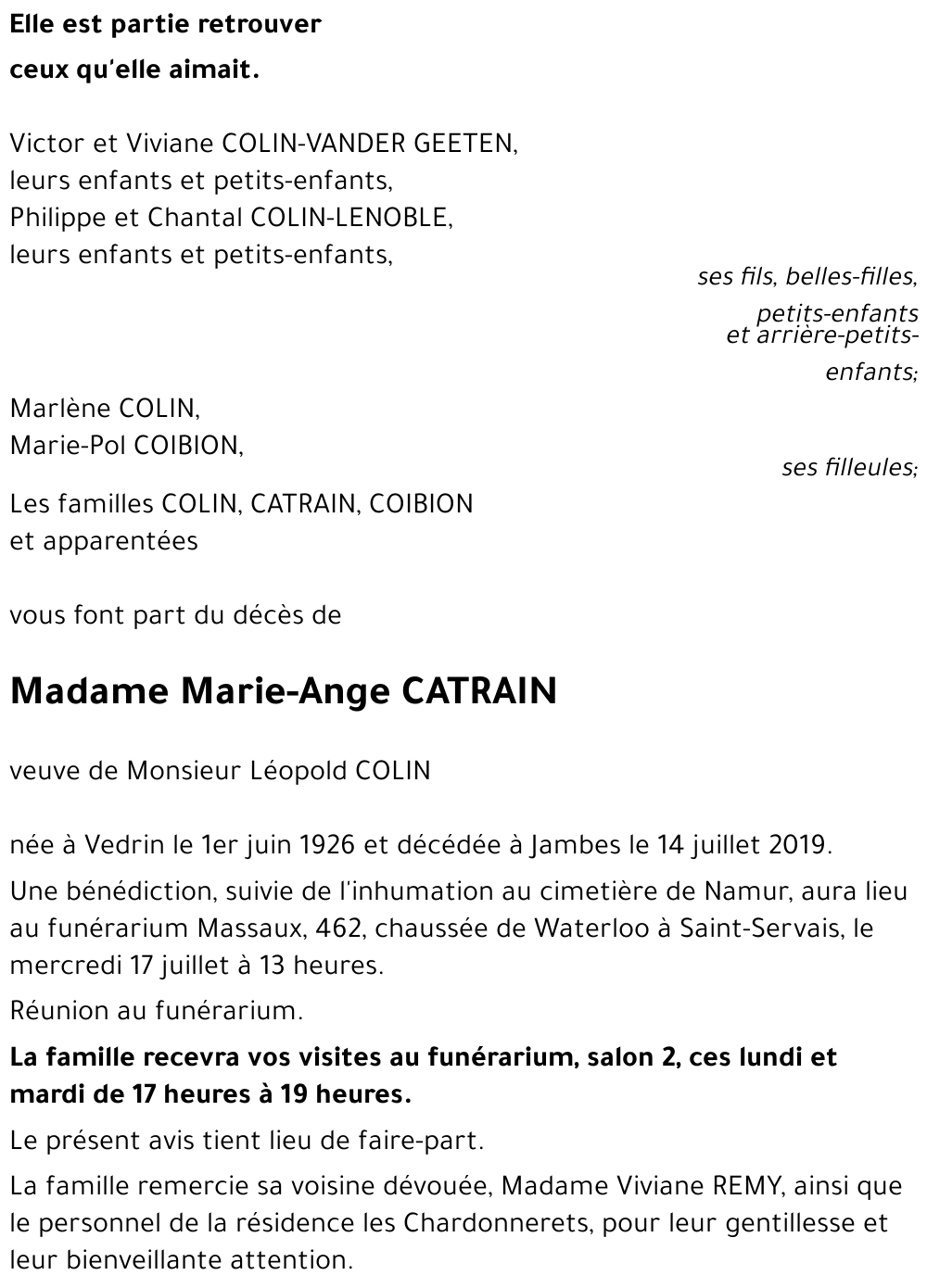 Marie-Ange CATRAIN