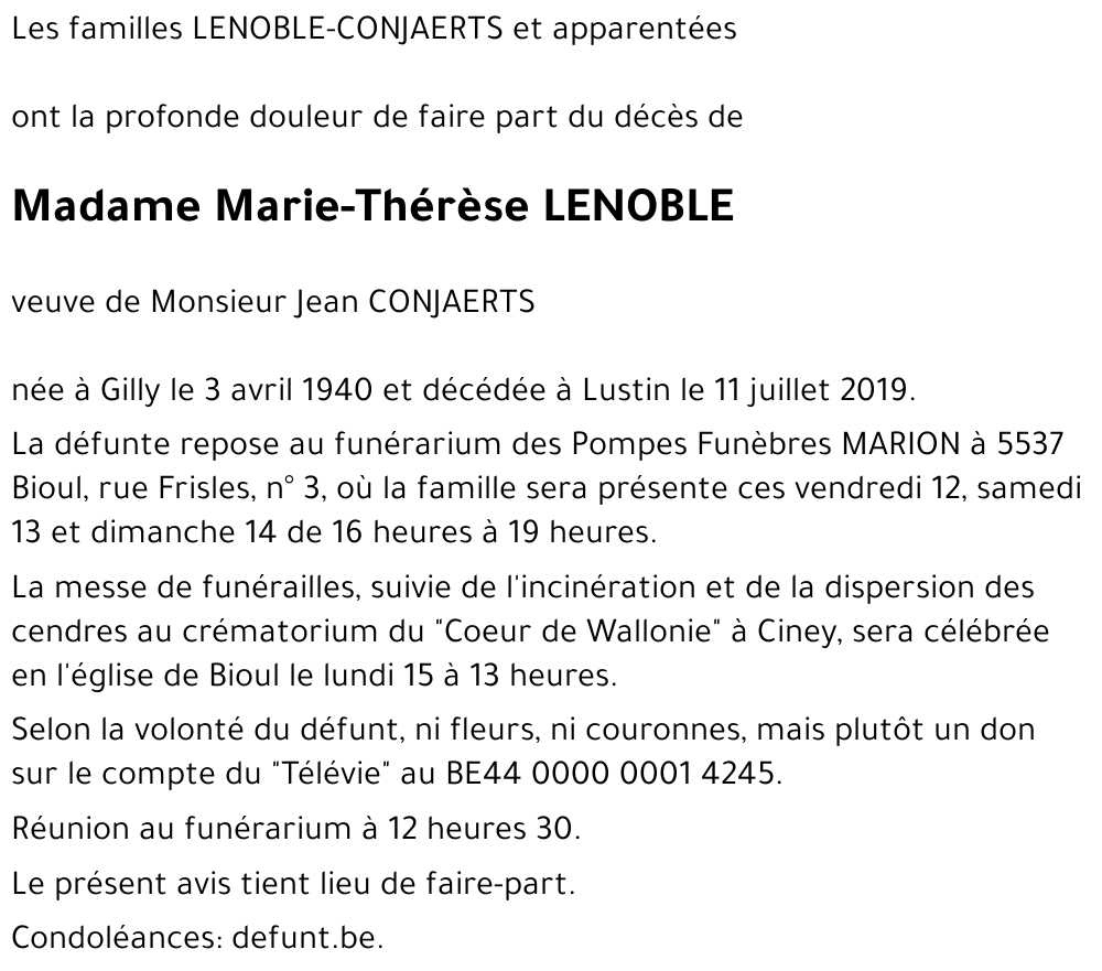 Marie-Thérèse LENOBLE