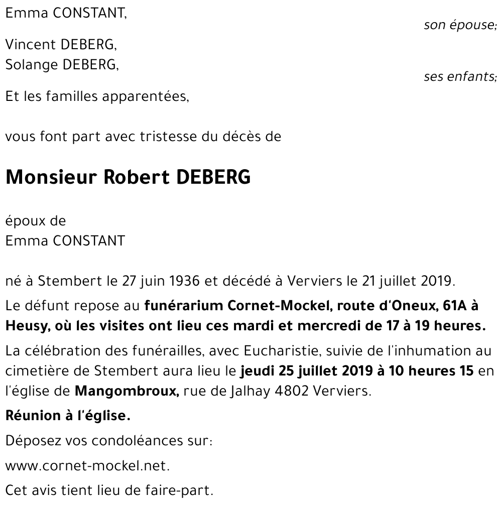 Robert DEBERG