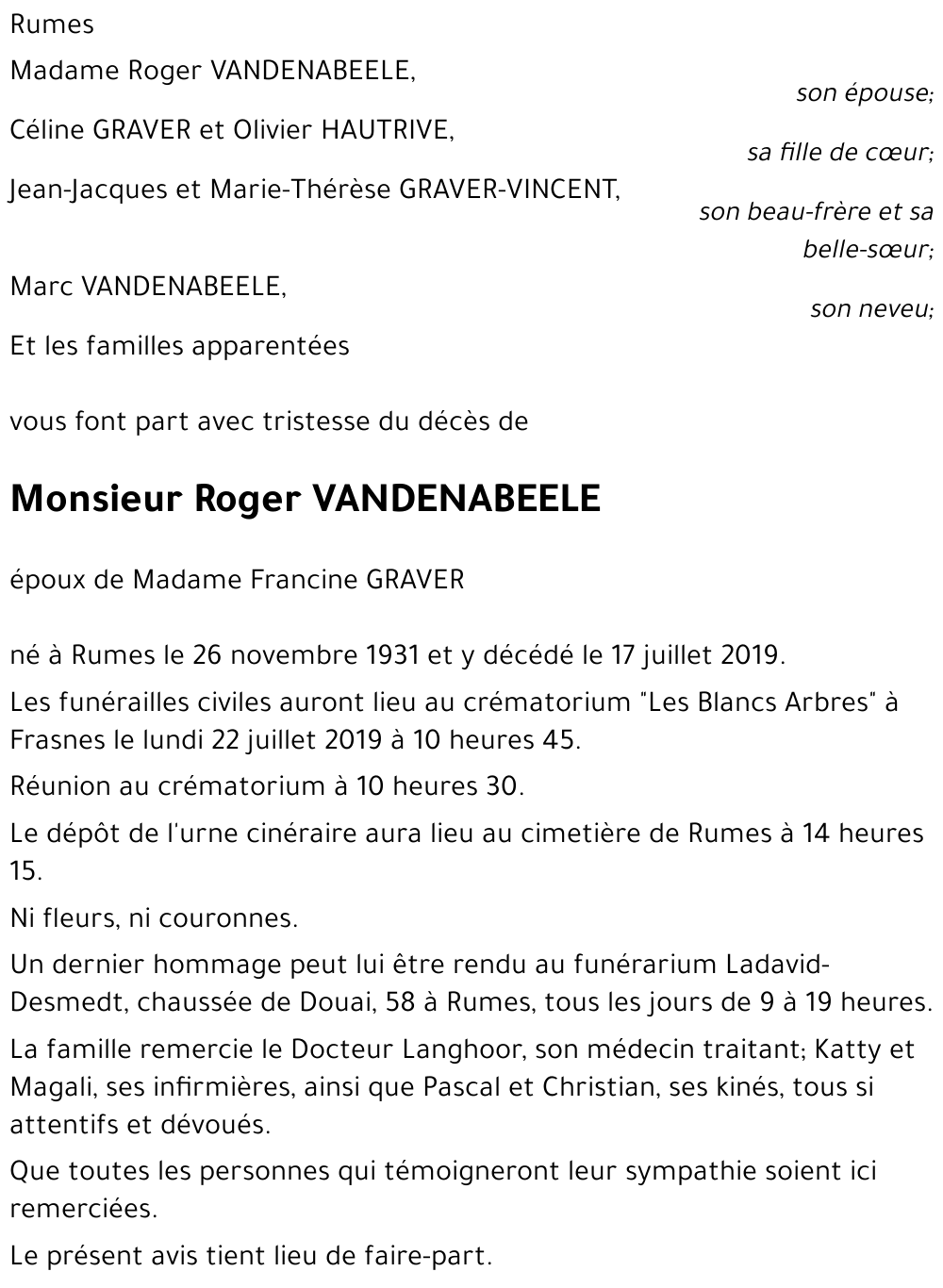 Roger VANDENABEELE