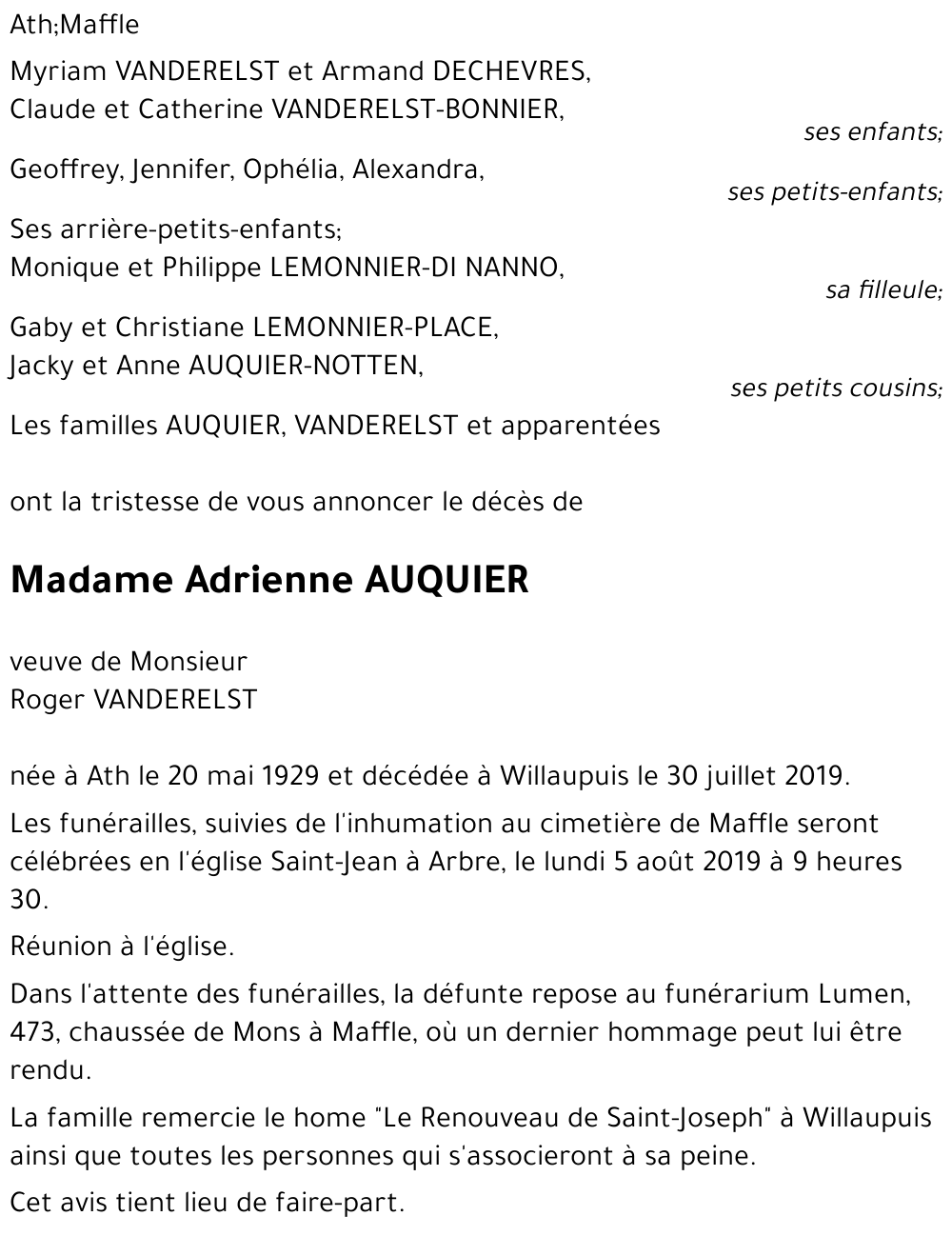 Adrienne AUQUIER