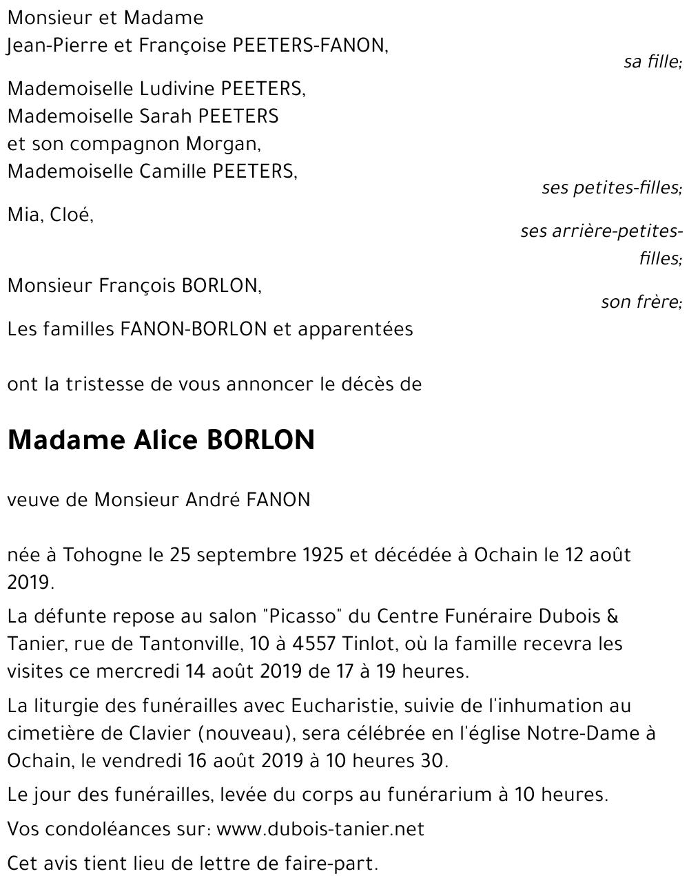 Alice BORLON