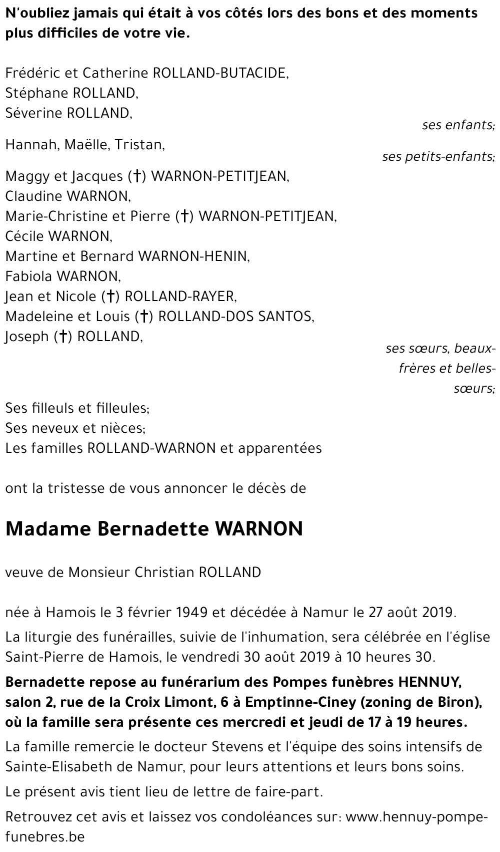 Bernadette WARNON