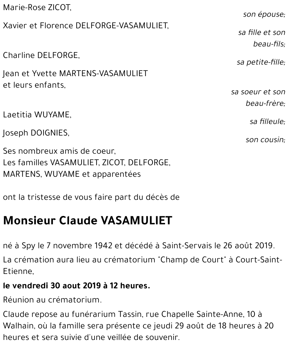 Claude VASAMULIET