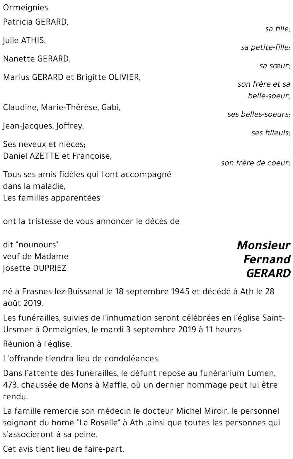Fernand GERARD