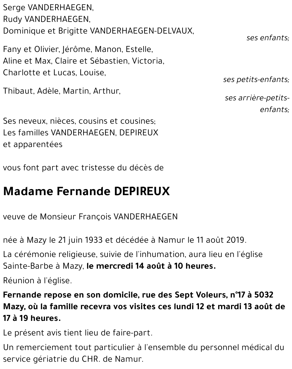 Fernande DEPIREUX