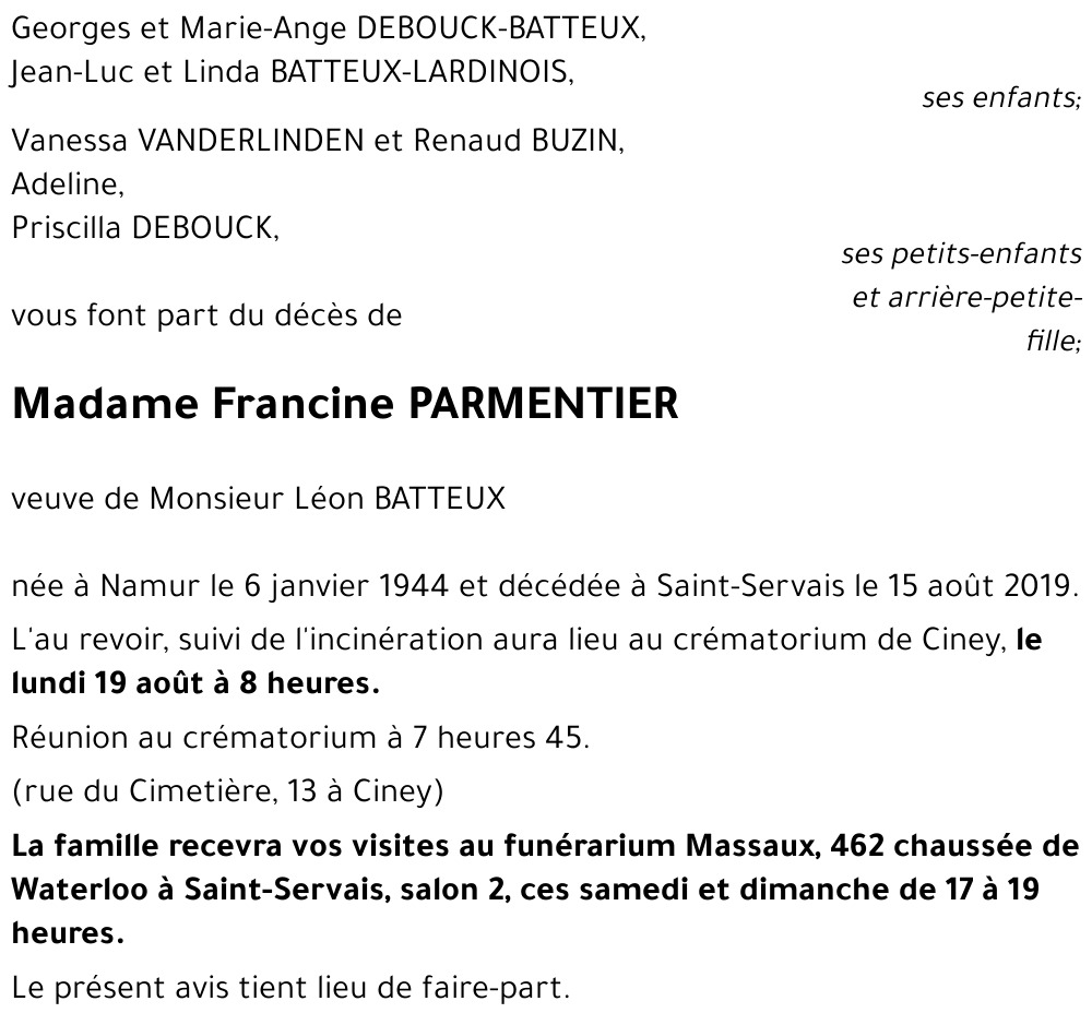 Francine PARMENTIER