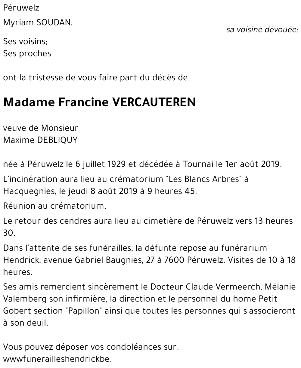 Francine VERCAUTEREN