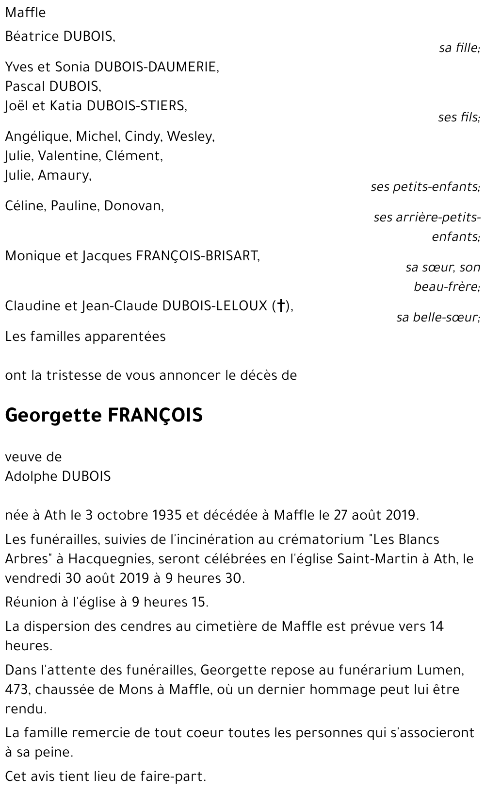 Georgette FRANÇOIS
