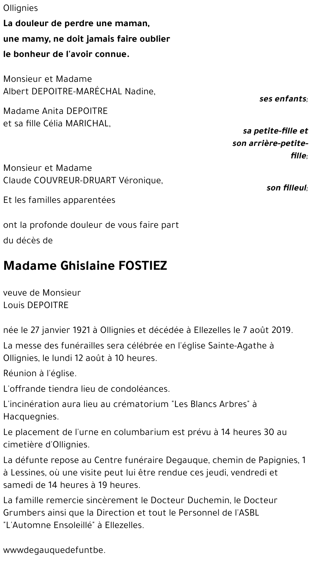 Ghislaine FOSTIEZ