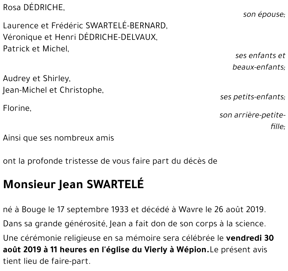 Jean SWARTELE