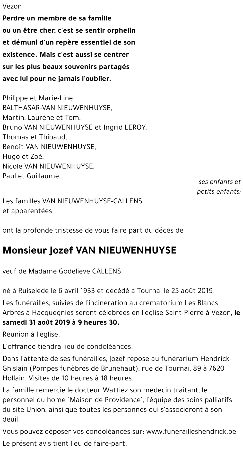 Jozef VAN NIEUWENHUYSE