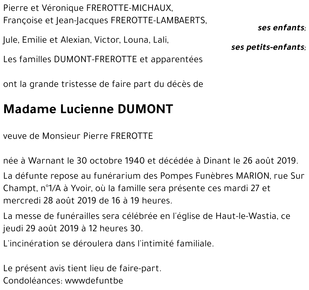 Lucienne DUMONT