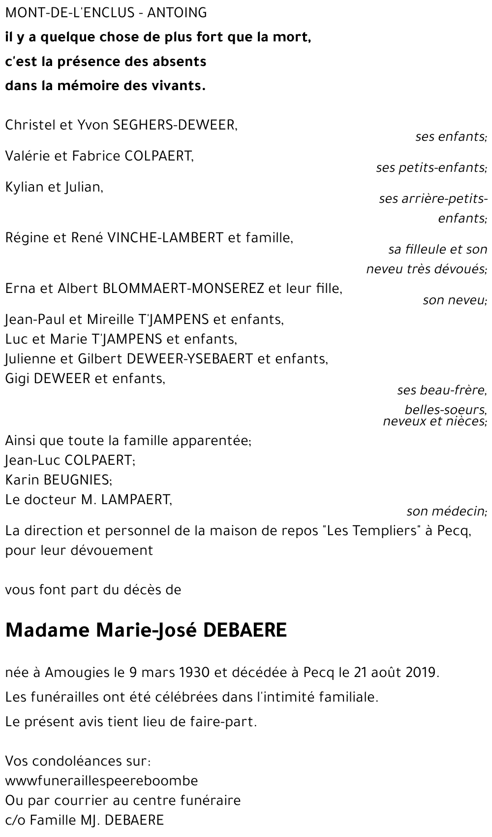 Marie-José DEBAERE