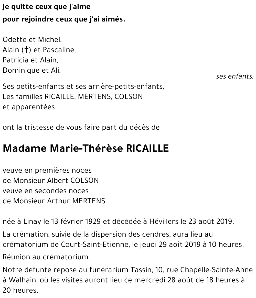 Marie-Thérèse RICAILLE