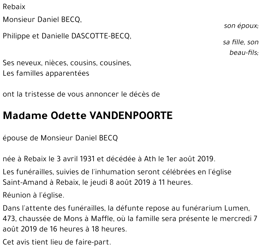 Odette VANDENPOORTE