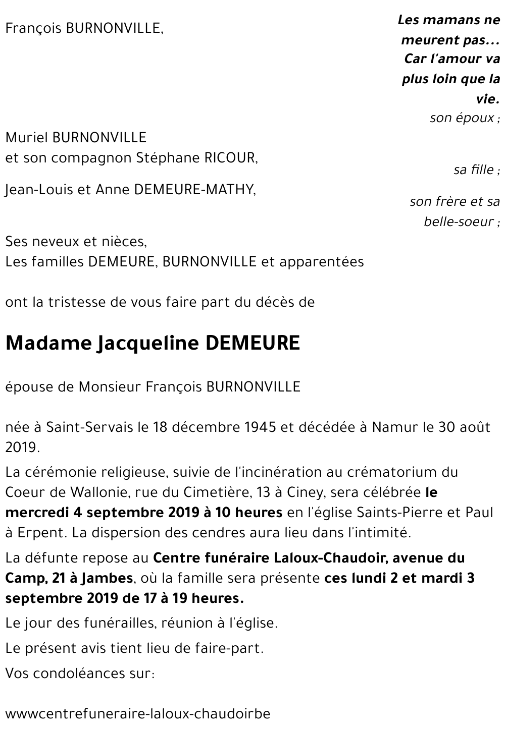 Jacqueline DEMEURE