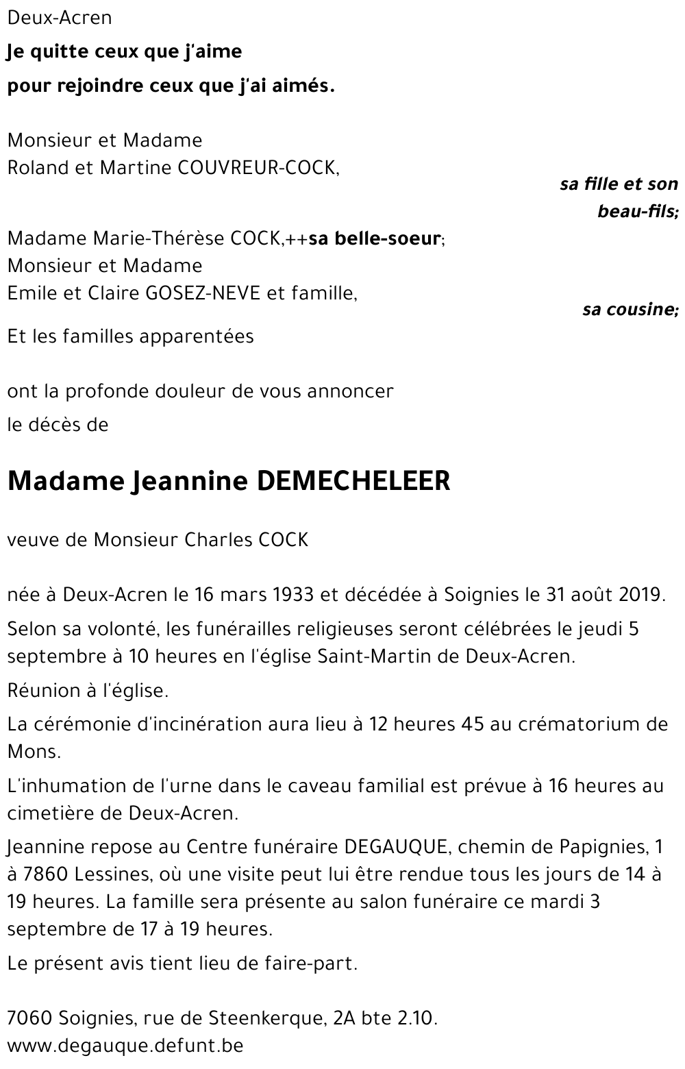 Jeannine DEMECHELEER