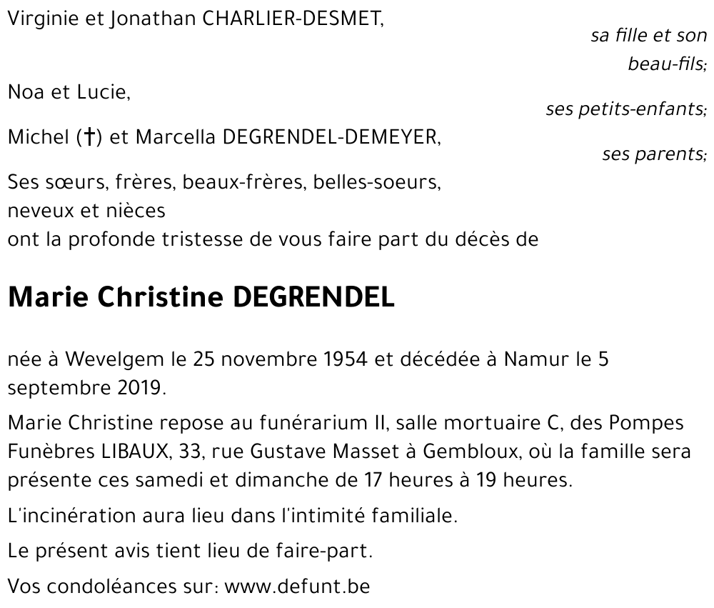 Marie Christine DEGRENDEL