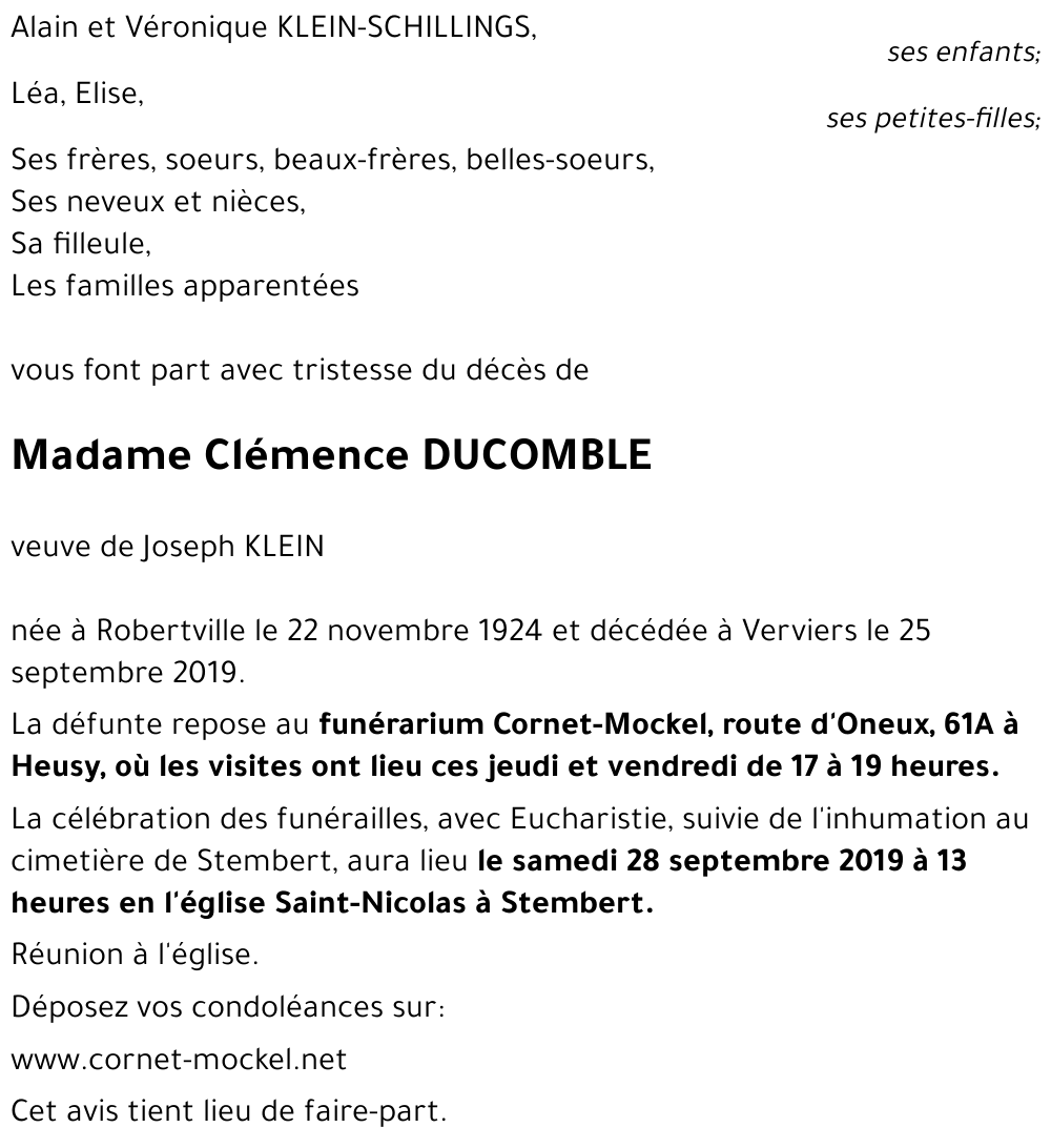 Marie-Clémence DUCOMBLE