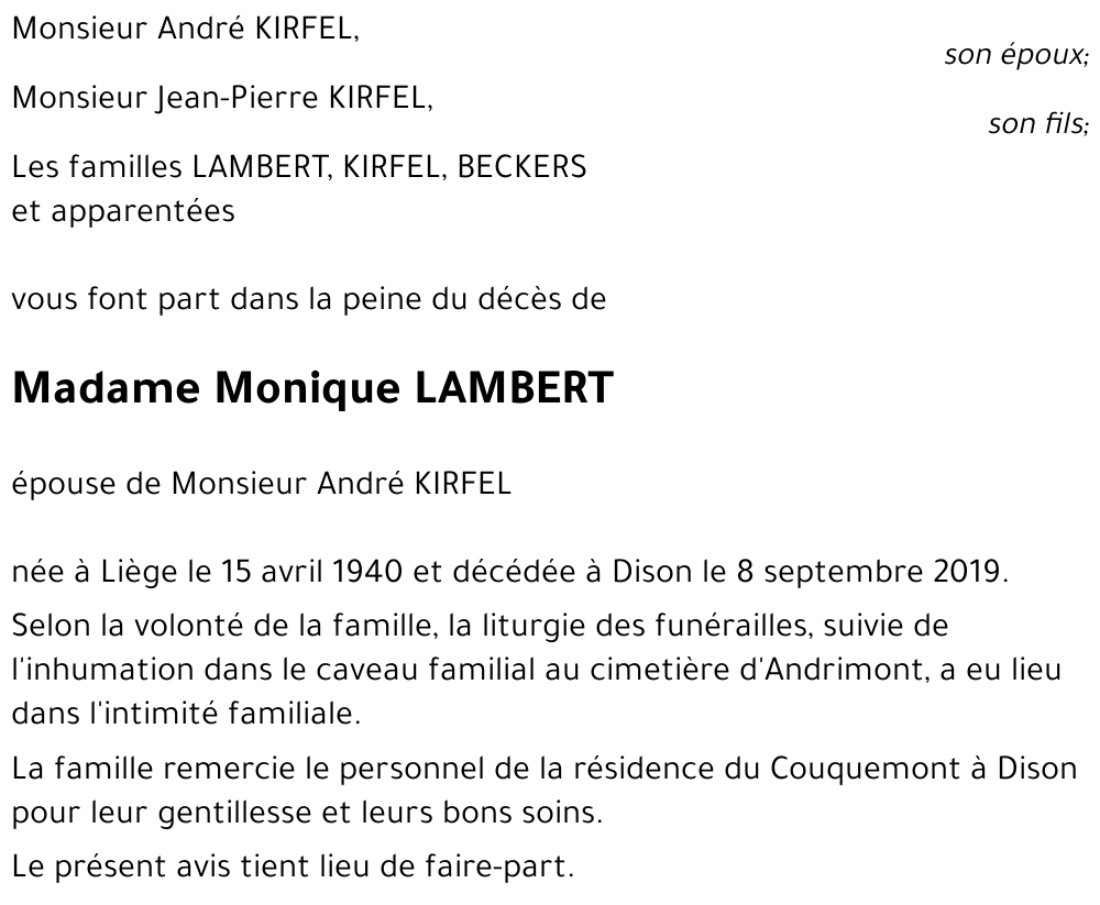 Monique LAMBERT