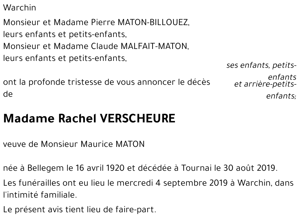 Rachel VERSCHEURE