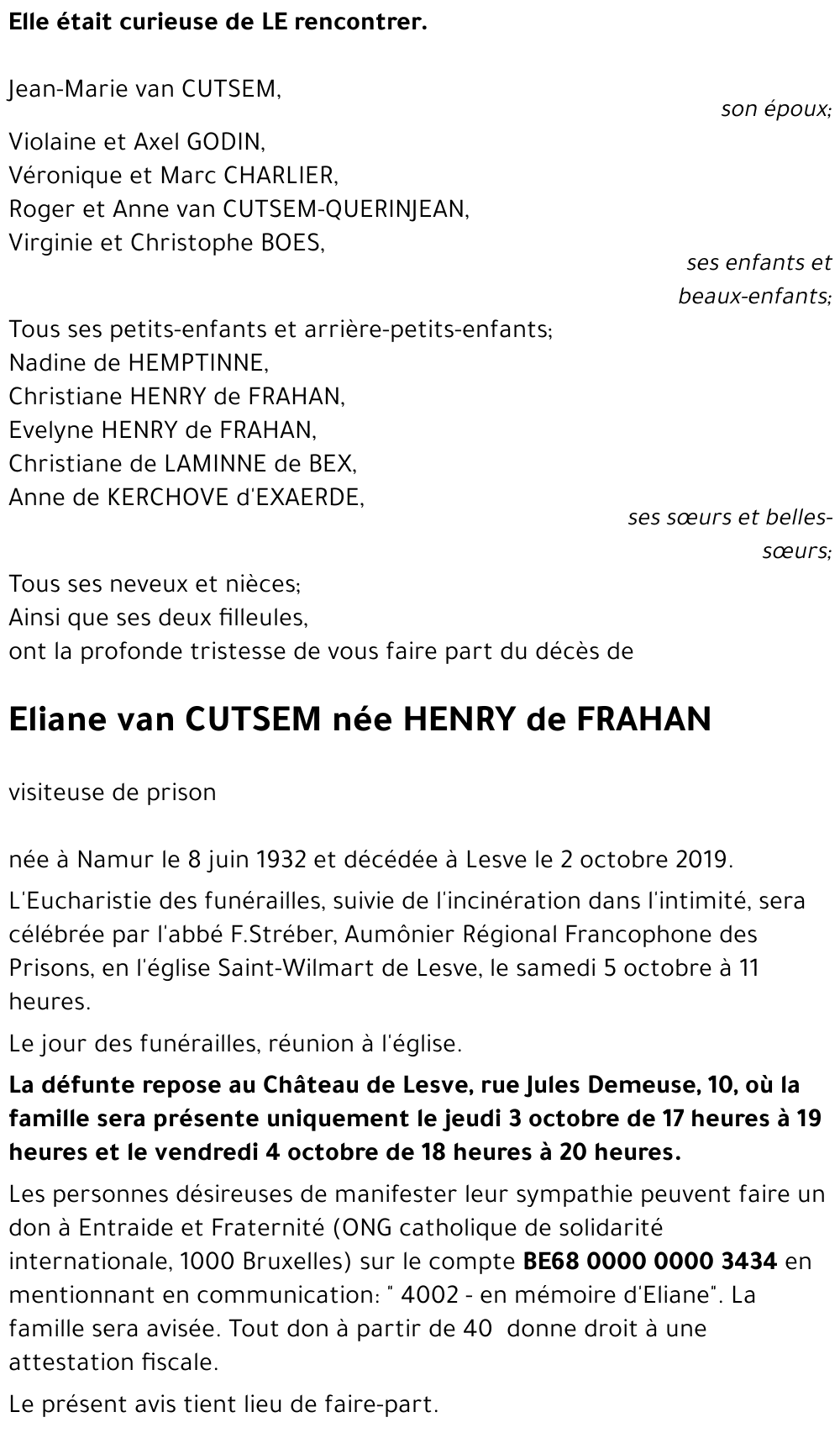 Eliane HENRY de FRAHAN
