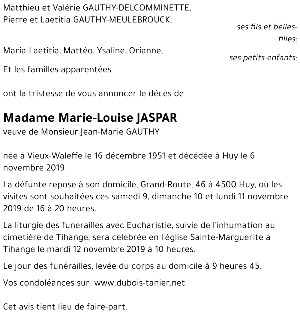 Marie-Louise JASPAR