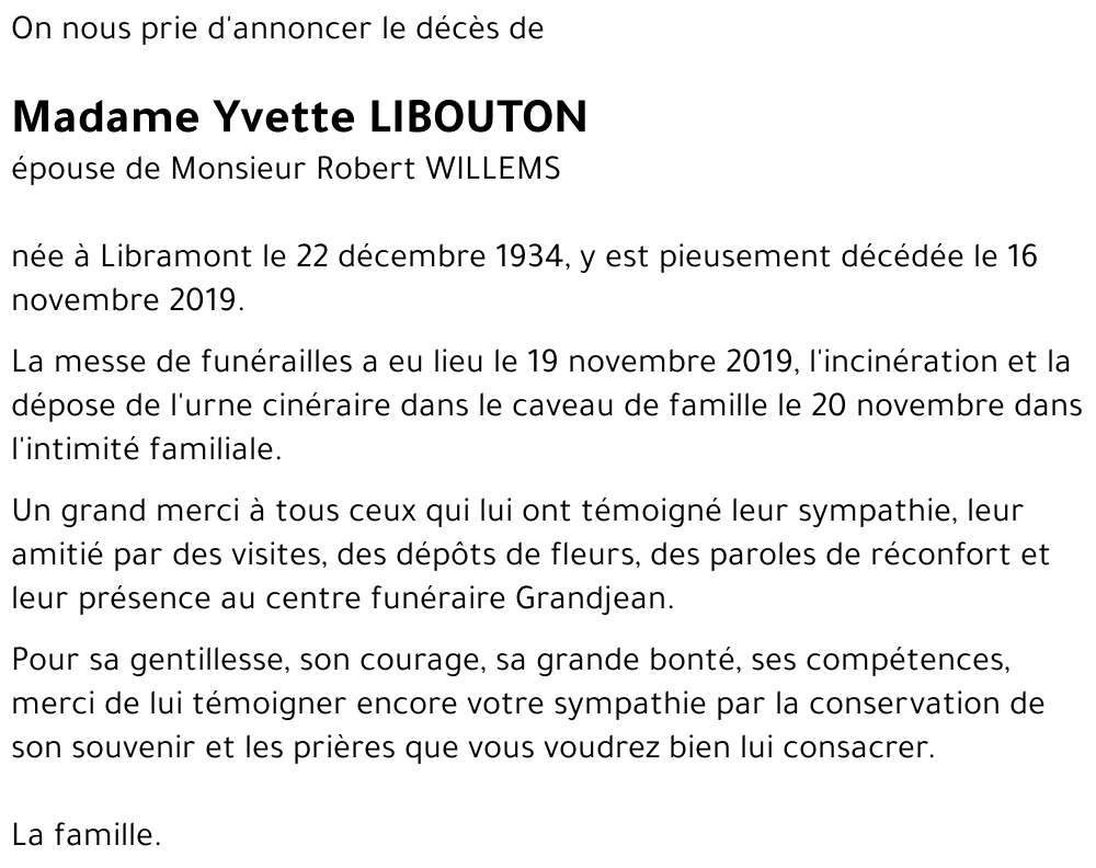 Yvette LIBOUTON