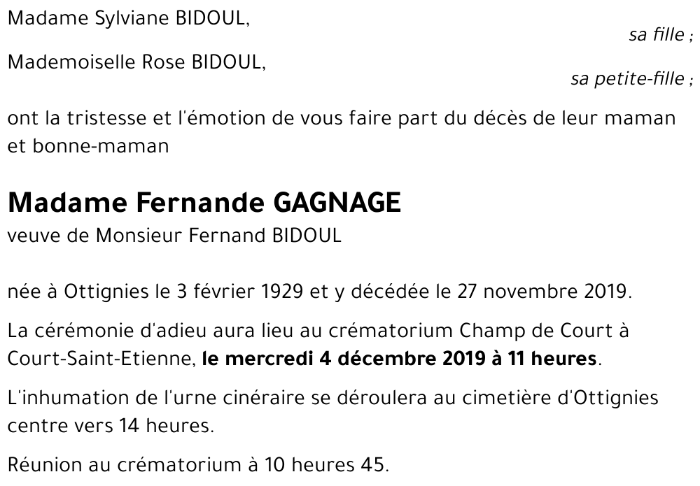 Fernande GAGNAGE