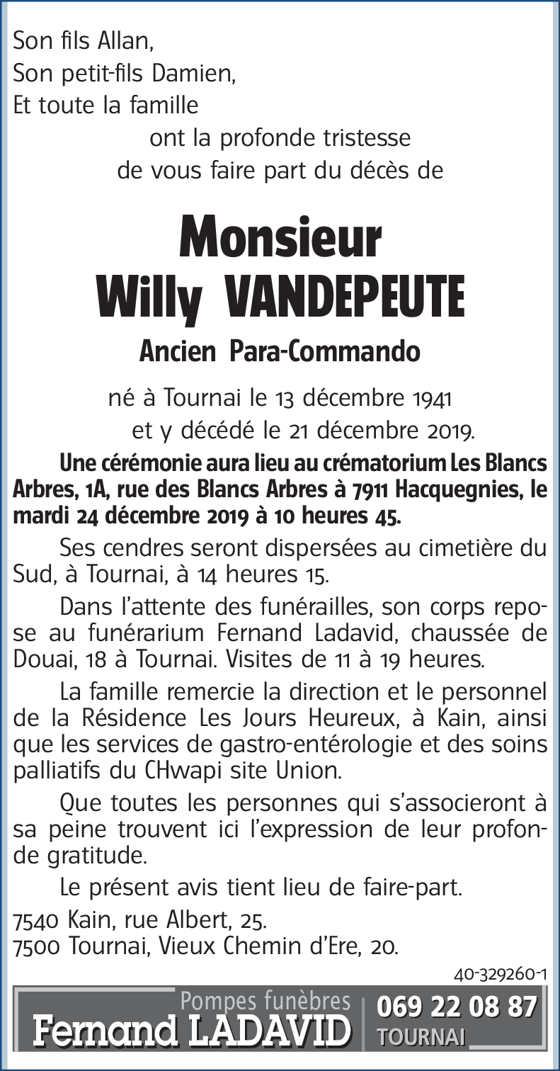 Willy VANDEPEUTE
