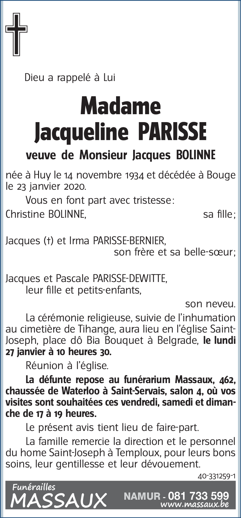 Jacqueline PARISSE