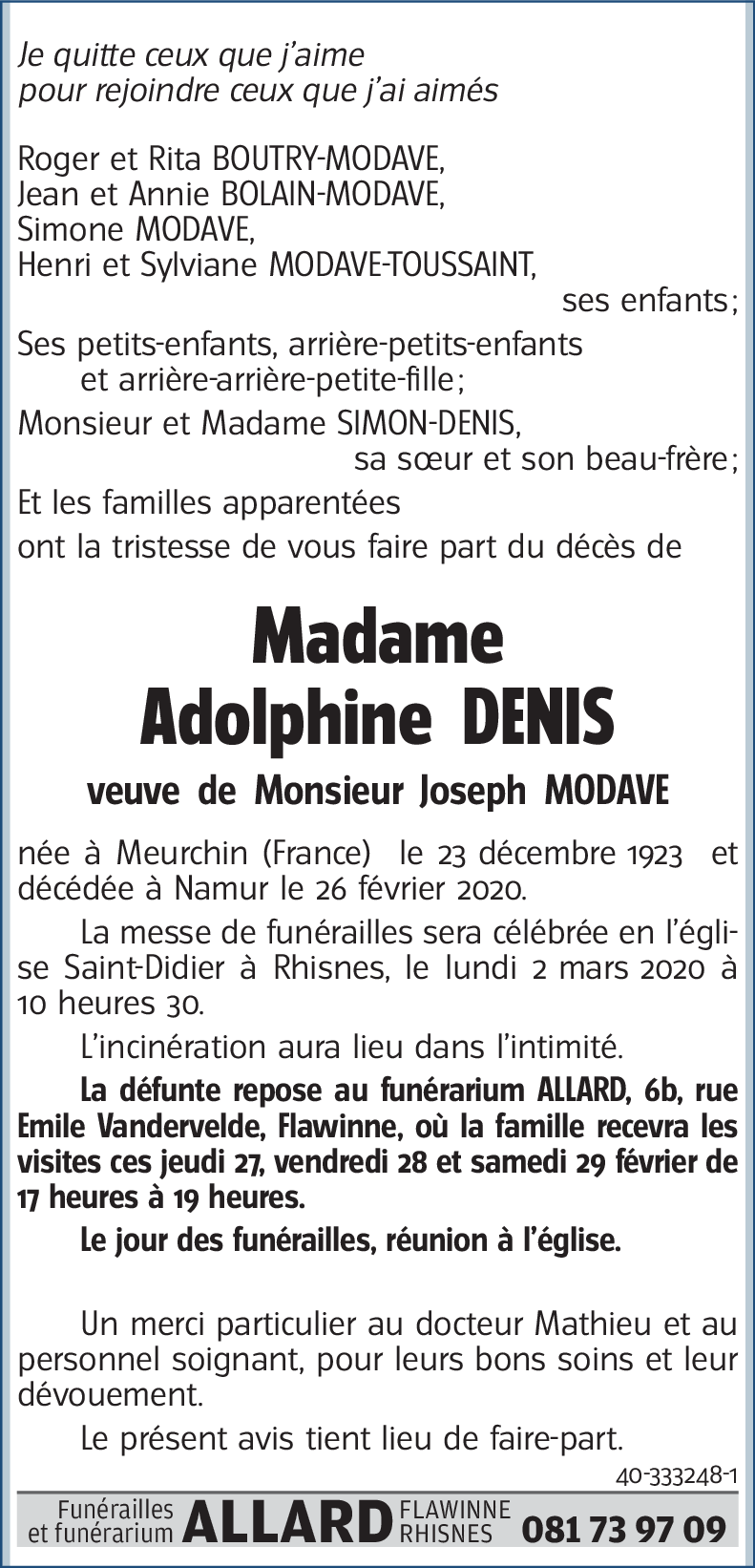 Adolphine DENIS