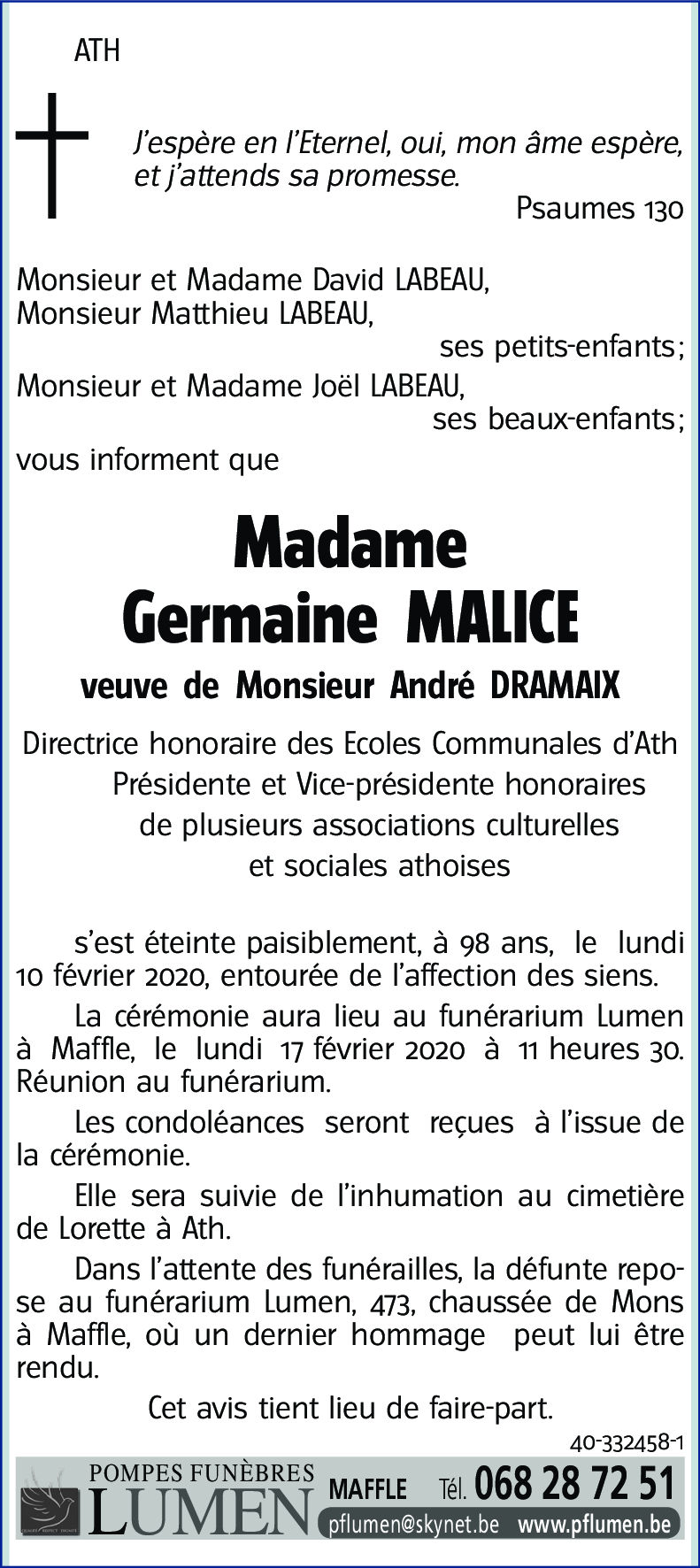 Germaine MALICE