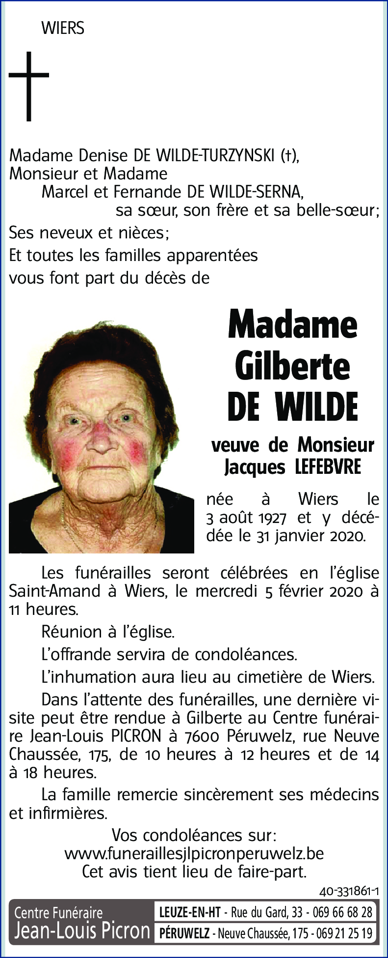 Gilberte DE WILDE