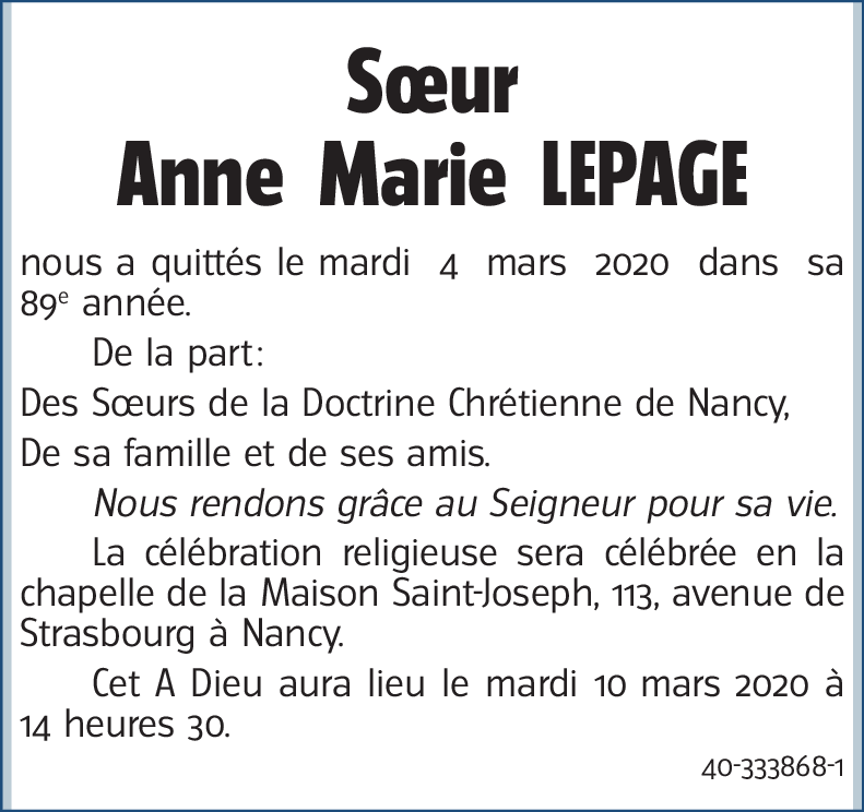 Anne Marie LEPAGE