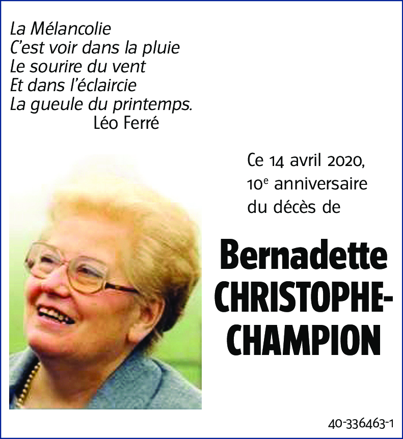 Bernadette CHRISTOPHE-CHAMPION