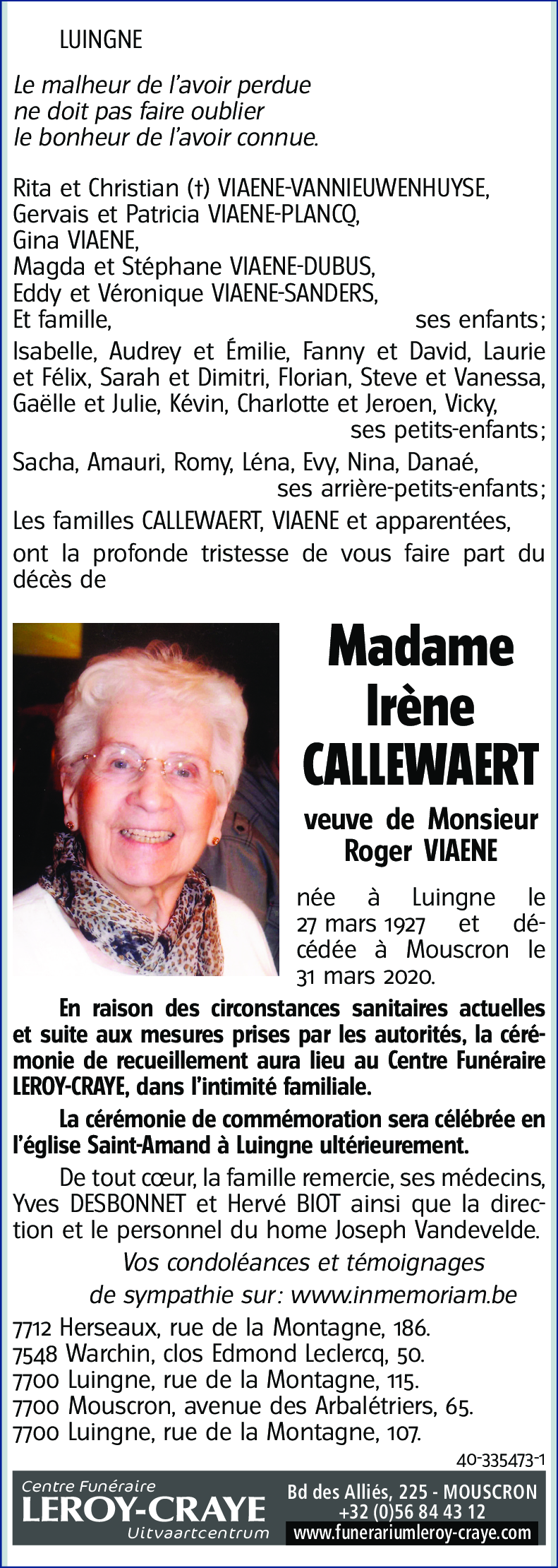 Irène CALLEWAERT