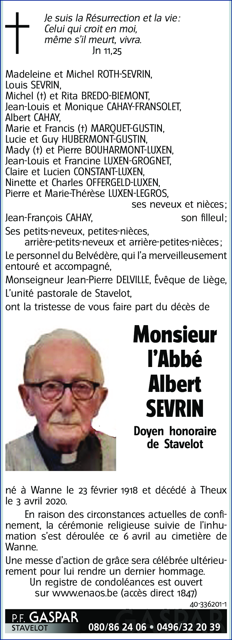 l'Abbé Albert SEVRIN